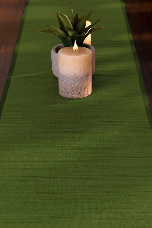 Dharini Bamboo Table Runner Plain Medium Seaweed