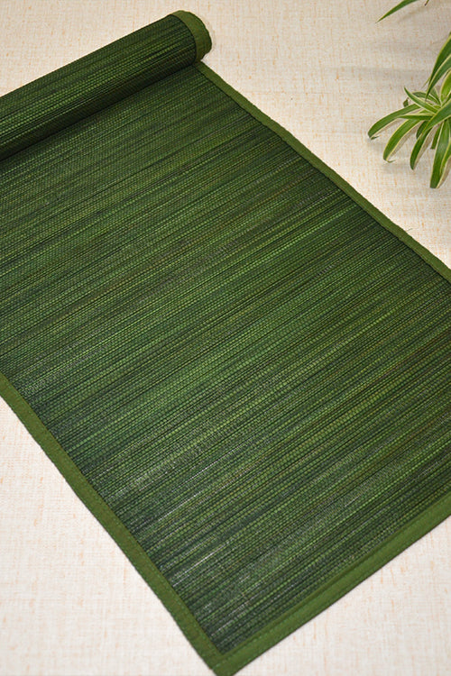 Dharini Bamboo Table Runner Plain Medium Seaweed