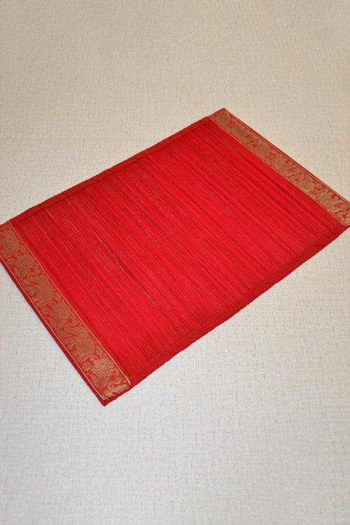 Dharini Bamboo Brocade Placemats Red (Set Of 6)