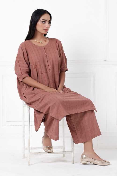 Bebaak Coco Hand-Embroidered & Handwoven Antifit Tunic Set