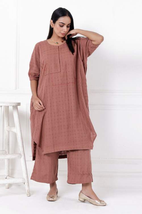 Bebaak Coco Hand-Embroidered & Handwoven Antifit Tunic Set