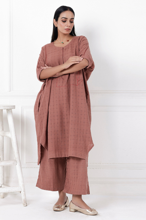 Bebaak Coco Hand-Embroidered & Handwoven Antifit Tunic Set
