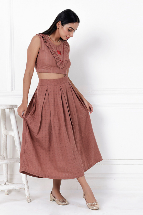 Bebaak Coco Hand-Embroidered & Handwoven Skirt Set