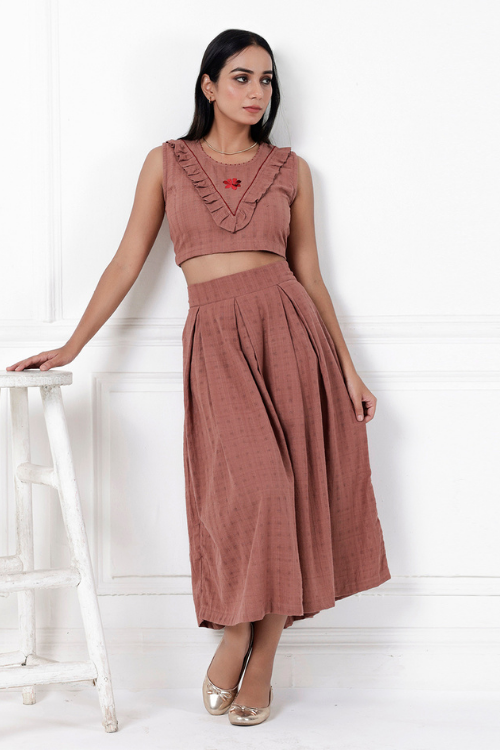 Bebaak Coco Hand-Embroidered & Handwoven Skirt Set