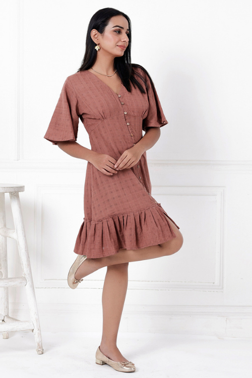 Bebaak Coco Handwoven Aline  Ruffle Dress