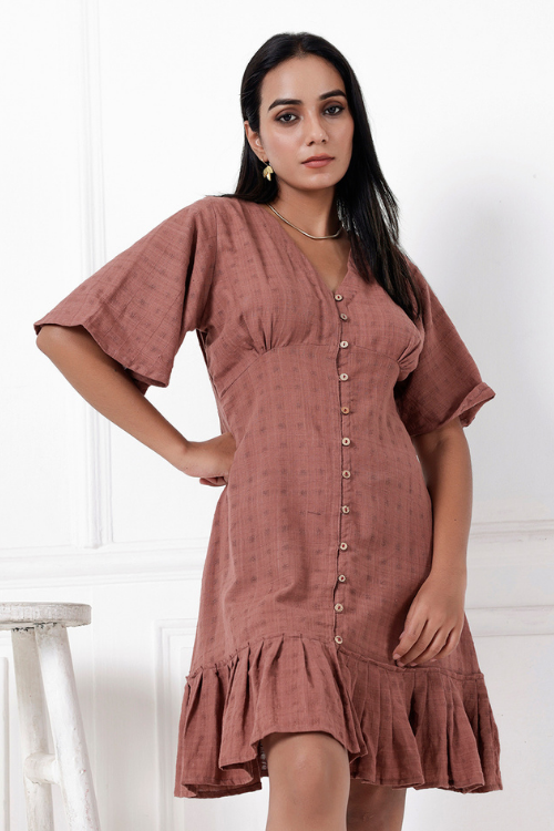 Bebaak Coco Handwoven Aline  Ruffle Dress