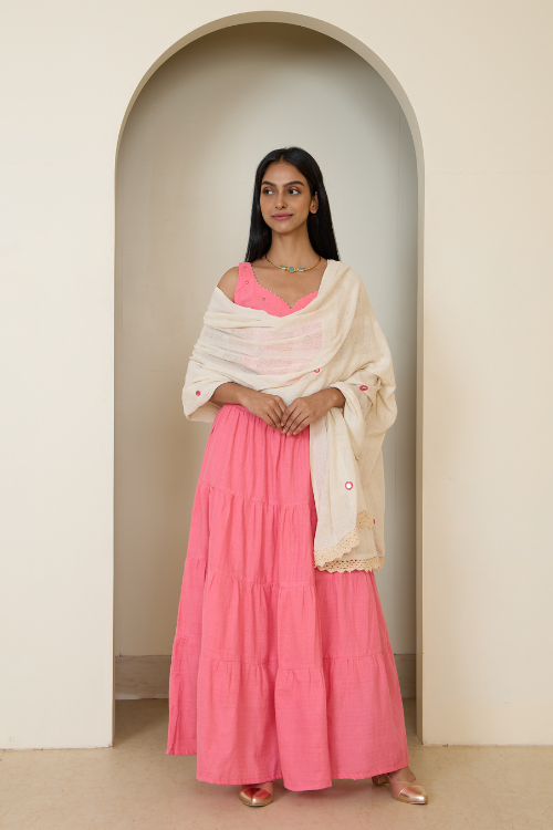 Bebaak Dia Hand Embroidered & Handwoven Skirt Set