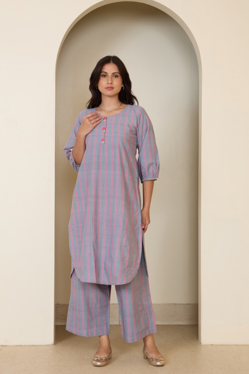 Bebaak Jane Rose Hand Embroidered & Handwoven  Tunic Set