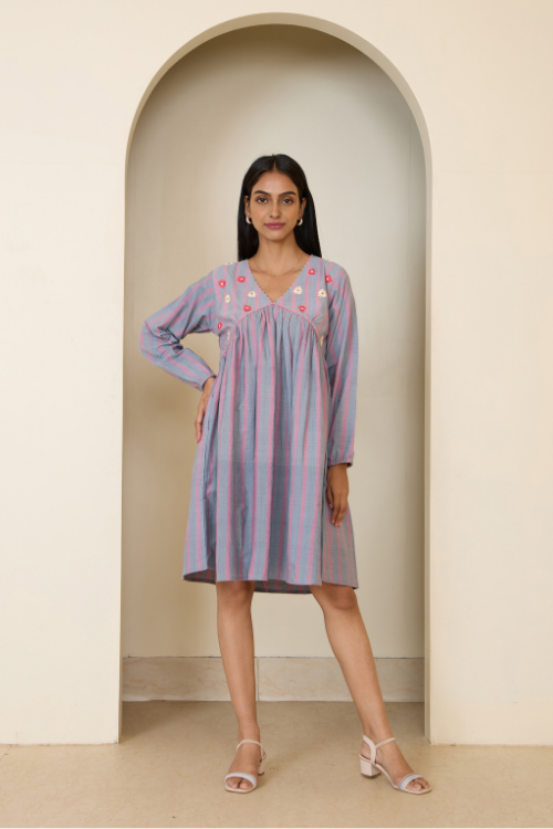 Bebaak Jane Gather Hand Embroidered & Handwoven Dress