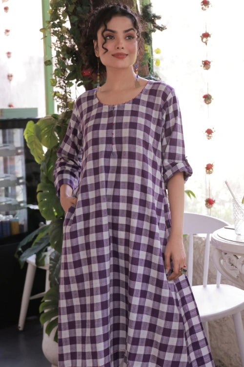 Bebaak Violet Scallop-Edged Cotton Tunic Set