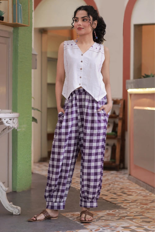Bebaak Violet Handwoven Shrug Co-ord: 3pc Set