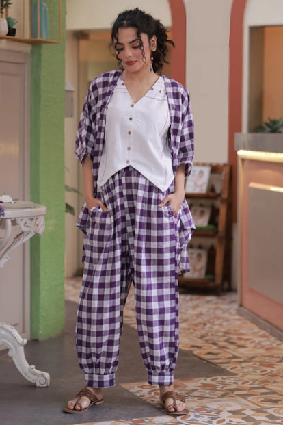 Bebaak Violet Handwoven Shrug Co-ord: 3pc Set