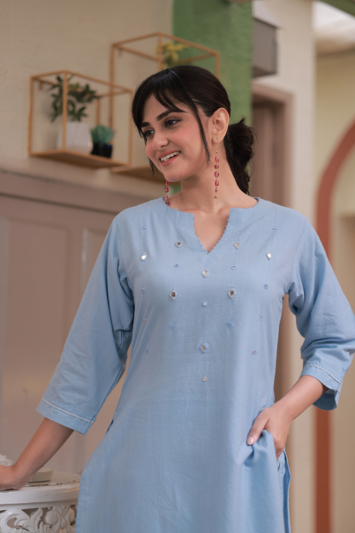 Bebaak Megha Mirror Handwoven Kurta  Set