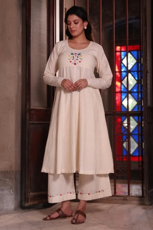 Bebaak Meera Ivory Handwoven Kurta Set