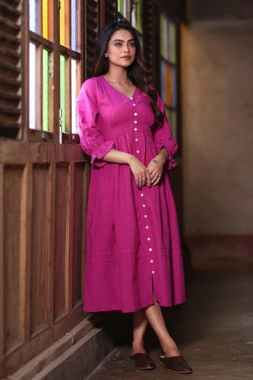 Bebaak Ruby Handwoven Button-Down Dress
