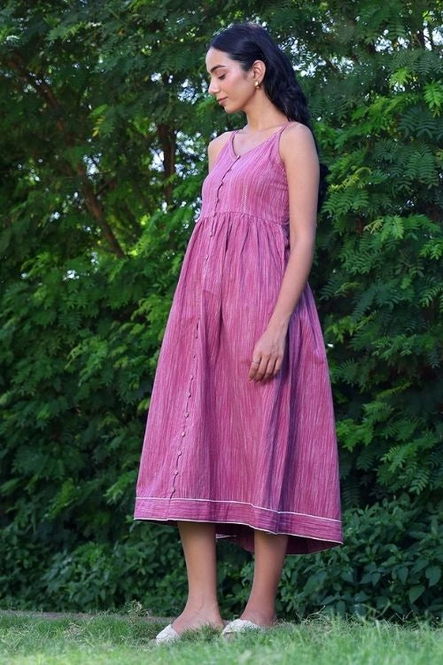 Bebaakmauve Handwoven Cotton Strap Dress