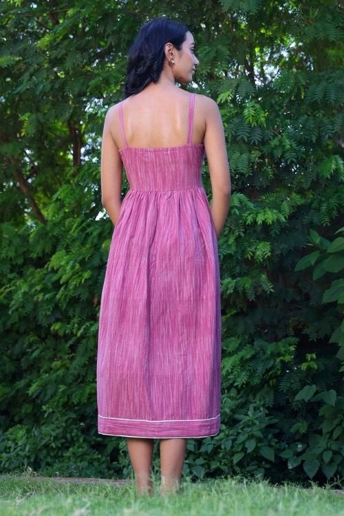 Bebaakmauve Handwoven Cotton Strap Dress