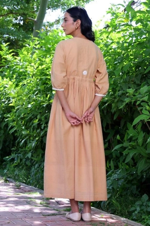 Bebaak Beige Handwoven Cottton Maxi Dress