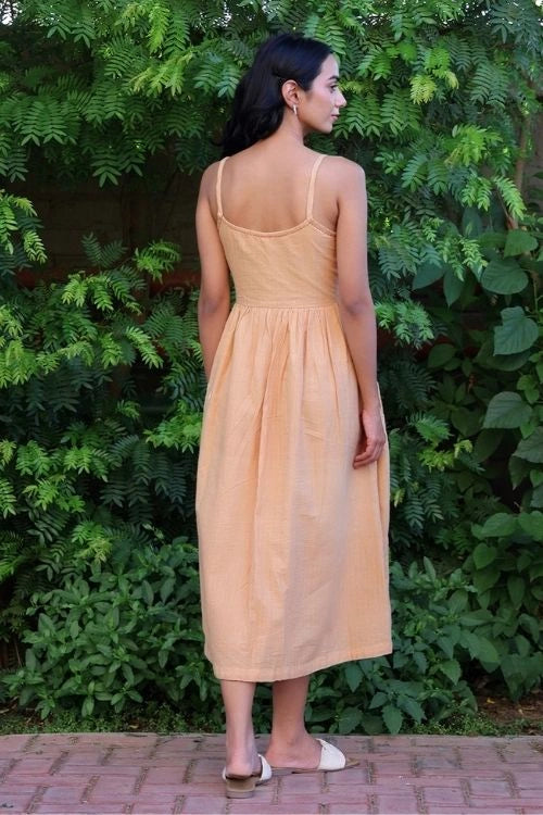Bebaak Beige Handwoven Cotton Heart  Dress