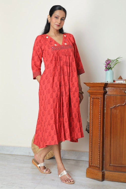 Bebaak Amruta Bagh Printed Gather Dress