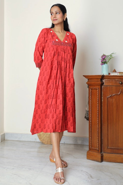 Bebaak Amruta Bagh Printed Gather Dress