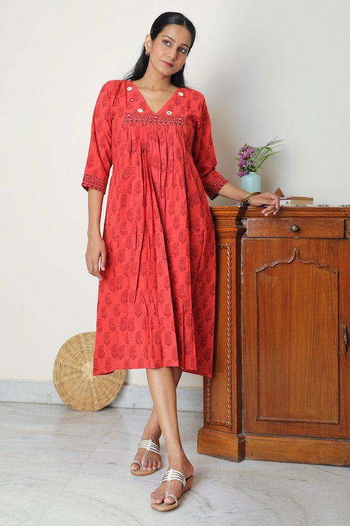 Bebaak Amruta Bagh Printed Gather Dress