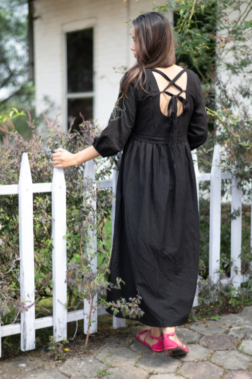 Bebaak Maya Hand Embroidered & Handwoven Black Maxi Dress