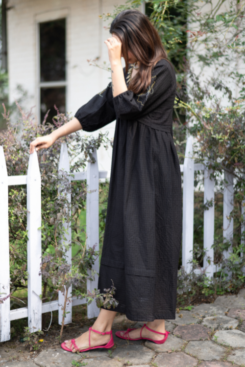 Bebaak Maya Hand Embroidered & Handwoven Black Maxi Dress