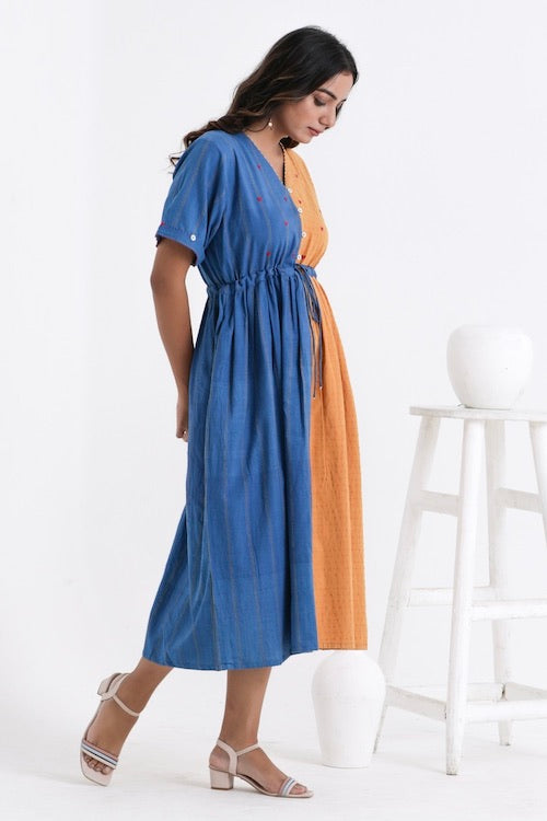 Bebaak Serena Color Block Pure Cotton Hand Embroidered Dress