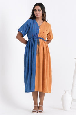 Bebaak Serena Color Block Pure Cotton Hand Embroidered Dress