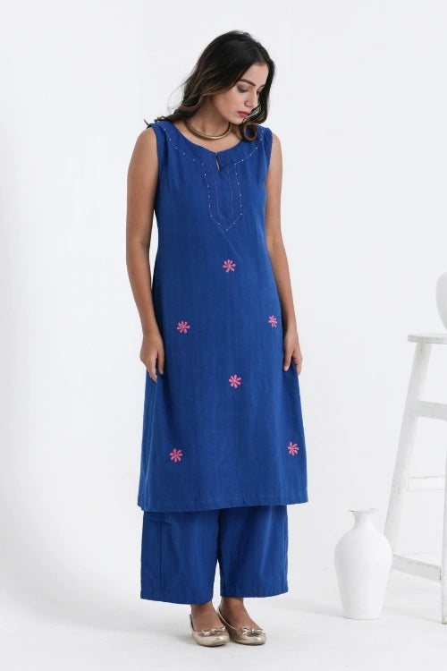 Bebaak Shama Hand Embroidered & Handwoven Sleeveless Kurta Set