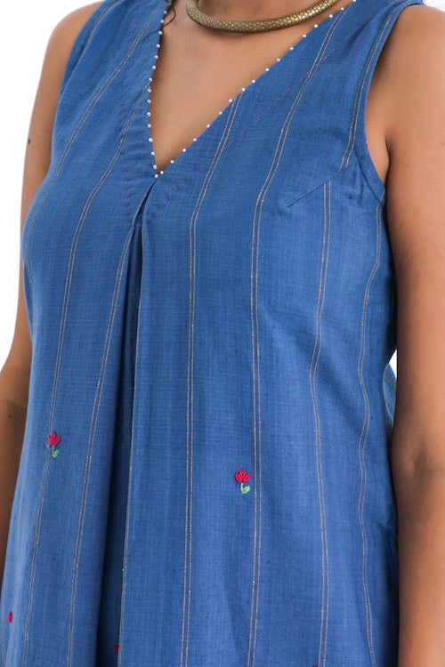 Bebaak Ira Sleeveless Pure Cotton Hand Embroidered Kurta Set