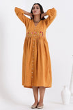 Bebaak Amara Flounce Sleeved Pure Cotton Hand Embroidered  Dress