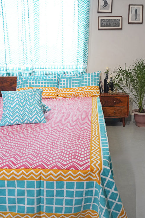 Sooti Syahi Dream Weave Hand Block Printed Cotton Percale Bedsheet