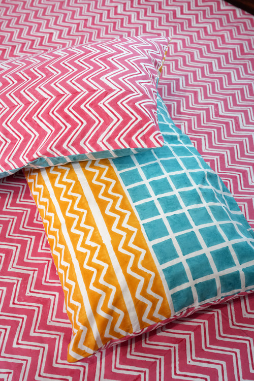 Sooti Syahi Dream Weave Hand Block Printed Cotton Percale Bedsheet