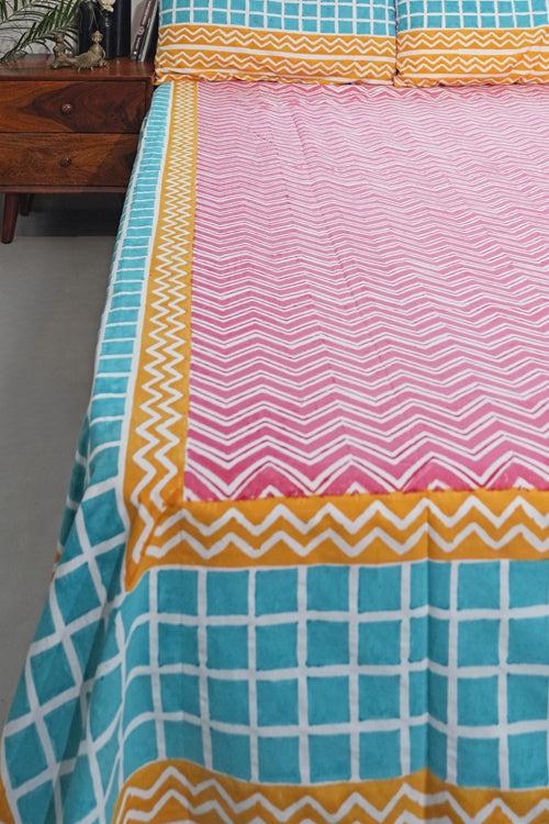 Sooti Syahi Dream Weave Hand Block Printed Cotton Percale Bedsheet