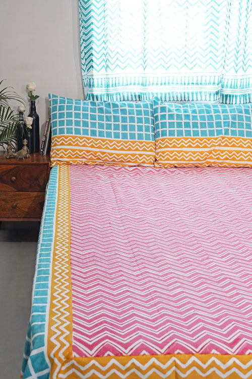 Sooti Syahi Dream Weave Hand Block Printed Cotton Percale Bedsheet