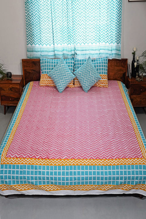 Sooti Syahi Dream Weave Hand Block Printed Cotton Percale Bedsheet