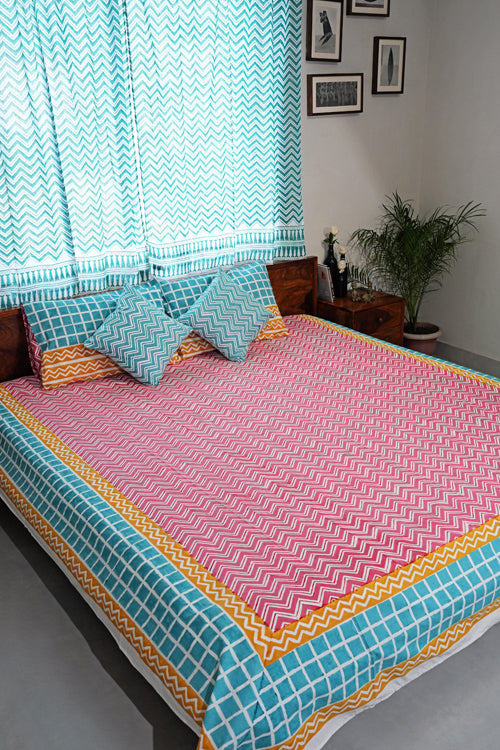 Sooti Syahi Dream Weave Hand Block Printed Cotton Percale Bedsheet
