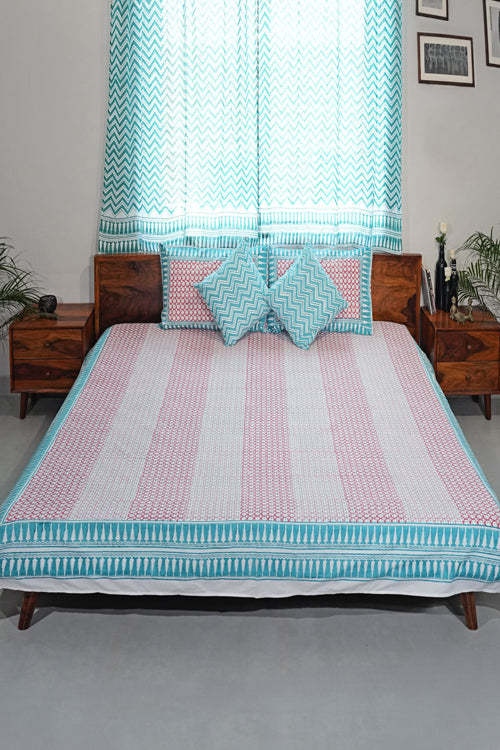 Sooti Syahi Cloud Nest Hand Block Printed Cotton Percale Bedsheet