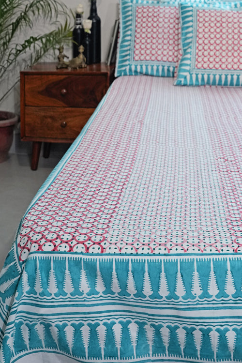 Sooti Syahi Cloud Nest Hand Block Printed Cotton Percale Bedsheet