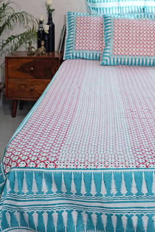 Sooti Syahi Cloud Nest Hand Block Printed Cotton Percale Bedsheet