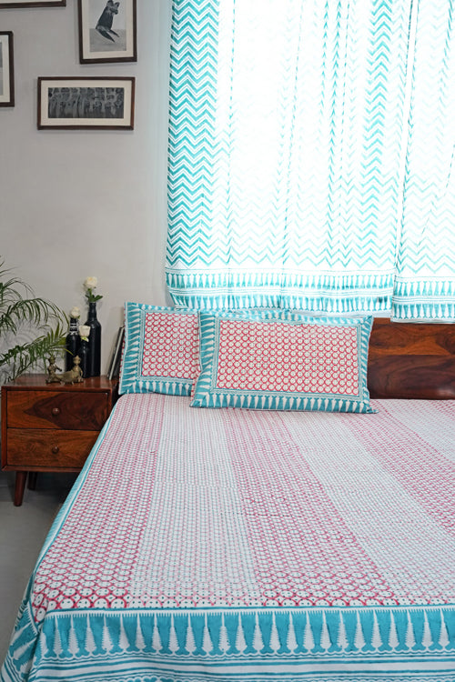 Sooti Syahi Cloud Nest Hand Block Printed Cotton Percale Bedsheet