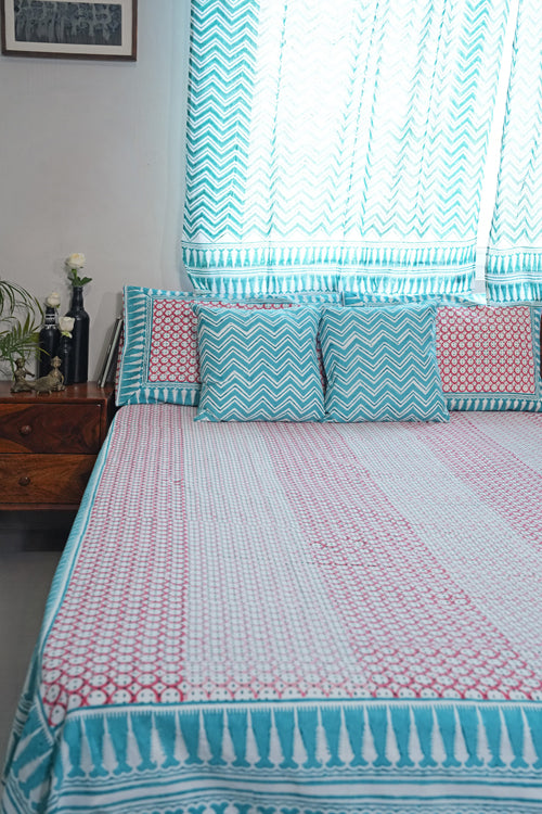 Sooti Syahi Cloud Nest Hand Block Printed Cotton Percale Bedsheet