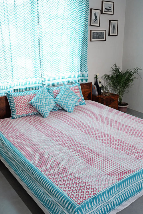 Sooti Syahi Cloud Nest Hand Block Printed Cotton Percale Bedsheet