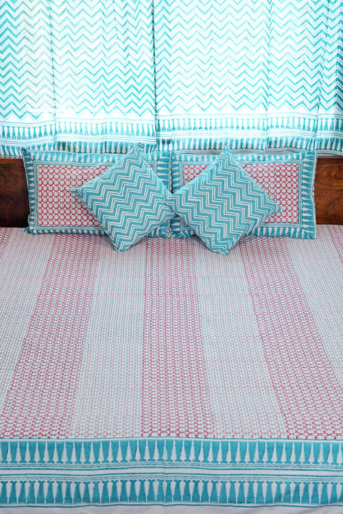 Sooti Syahi Cloud Nest Hand Block Printed Cotton Percale Bedsheet