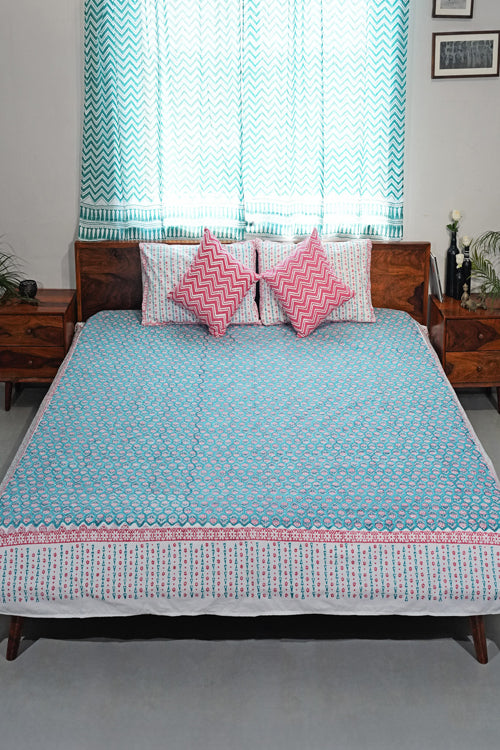 Sooti Syahi Artisan Weave Hand Block Printed Cotton Percale Bedsheet