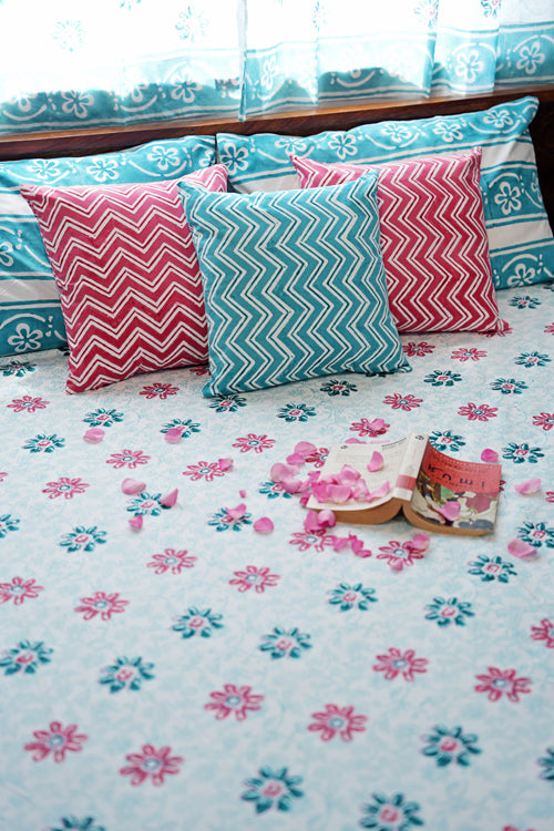 Sooti Syahi Pure Slumber Hand Block Printed Cotton Percale Bedsheet