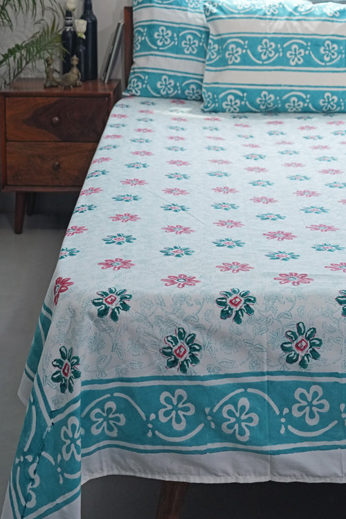 Sooti Syahi Pure Slumber Hand Block Printed Cotton Percale Bedsheet
