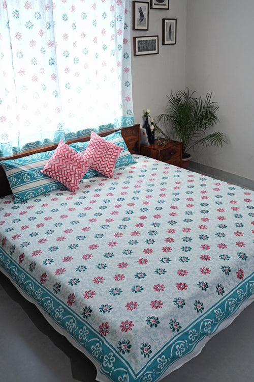 Sooti Syahi Pure Slumber Hand Block Printed Cotton Percale Bedsheet